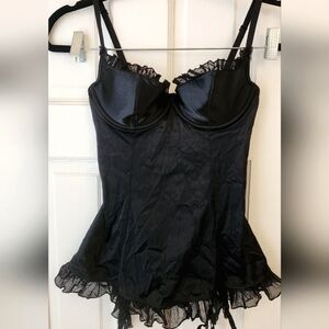 Victoria's Secret Black Corset Top with Lace Trim